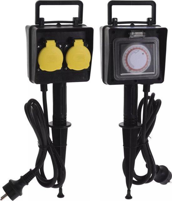 Outdoor Garden Socket – 2 Outlets with 24-Hour Timer, Waterproof.